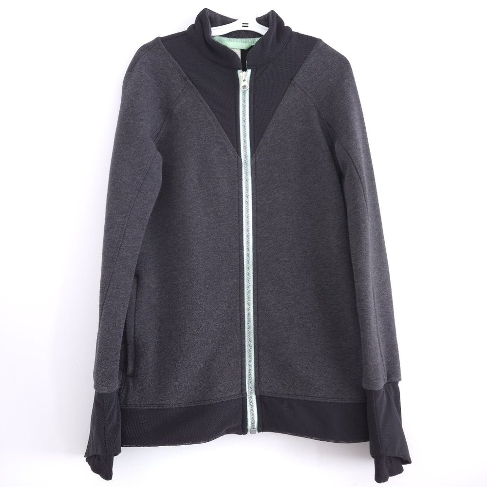 Ivivva by Lululemon Sway Into Your Day Full Zip Black Grey Jacket size 8